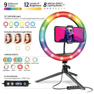 Bower® 10-In. RGB Selfie Desktop Ring Light Studio Kit