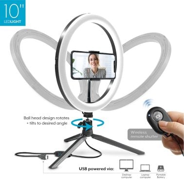 Bower® 10-In. LED Phone Ring Light Tabletop Stand for Smartphones, Black