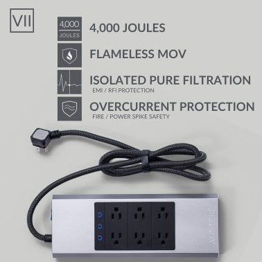 Austere® VII Series Power 4,000-Joules Surge Protector Power Strip with 5 OmniPort USB+PD Ports, 6-Ft. Cord (6 Outlet)