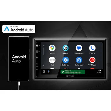 KENWOOD® DMX4710S 6.8-In. Car In-Dash Unit, Double-DIN/Single-DIN Digital Receiver with WSVGA Touch Screen, Android Auto™/Apple CarPlay®, and SiriusXM® Ready