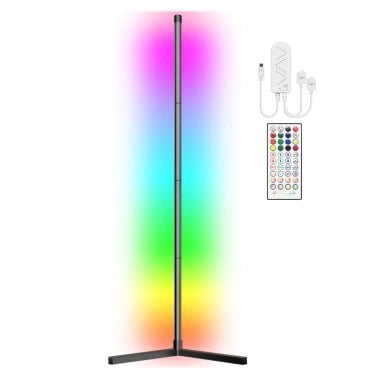 eco4life 61-In. RGB Color-Changing Modern Wi-Fi® Aluminum Corner Floor Lamp with PVC Shell