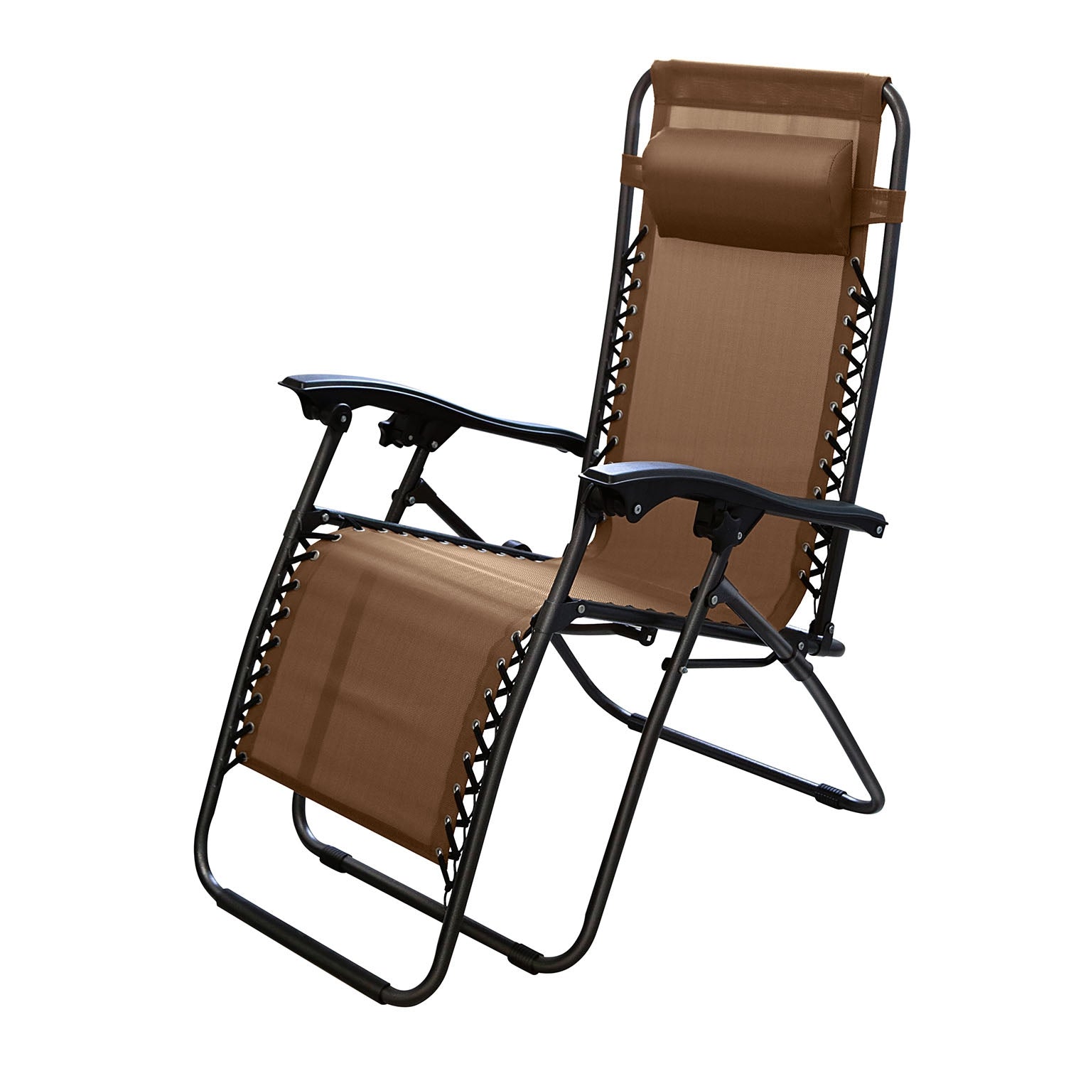 Zero Gravity Lounge Chair 330lbs Load Foldable Recliner Chair w/ Stress Relief Pillow Patio Poolside Beach Lying Chair 