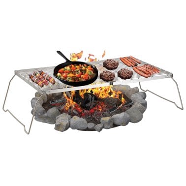 Brentwood® 25-In. x 17-In. Heavy-Duty Stainless Steel Portable Folding Campfire Grill with Carry Bag, BB-17X25SS