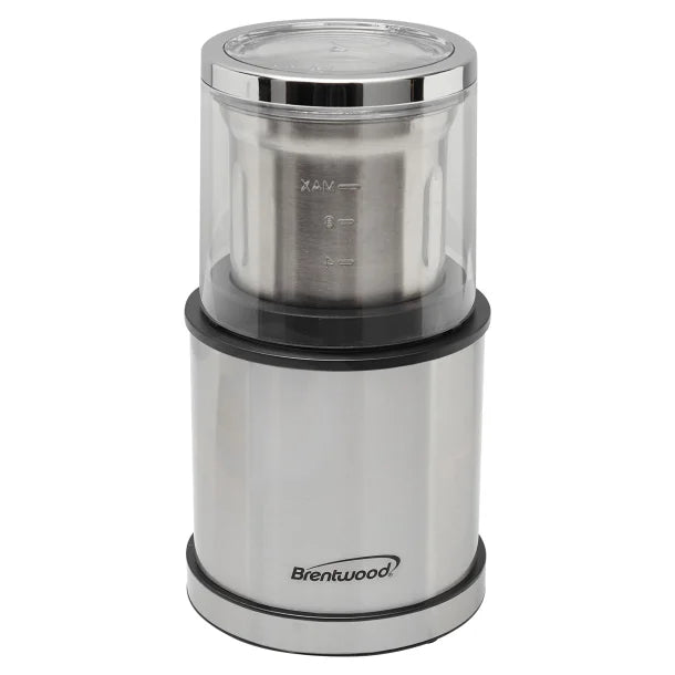 Brentwood® 75-Gram Electric Stainless Steel Wet-and-Dry Coffee Bean, Herb, and Spice Grinder with 2 Removable Bowls, CG-162S