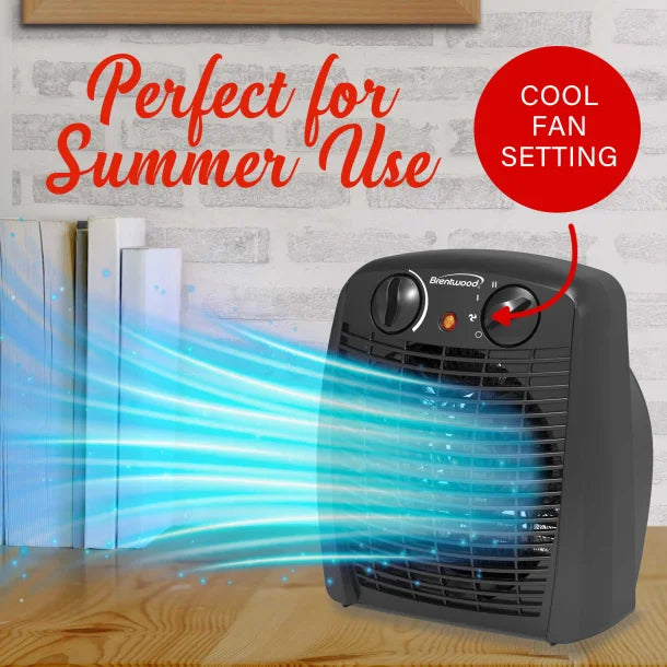 Brentwood® 1,500-Watt-Max Portable Electric Space Heater and Fan, Black, H-F305BK