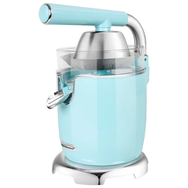 Brentwood® 200-Watt 1-Speed Electric Citrus Juicer with 2 Cones and Stainless Steel Lever (Blue)