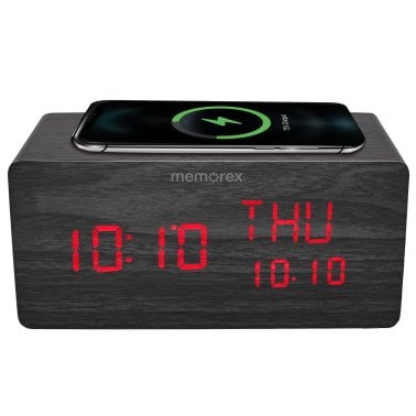 MEMOREX® LED Alarm Clock with Wireless Charger