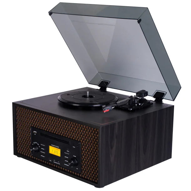 MEMOREX® Nostalgic 7-in-1 Dual-Bluetooth® Music Center with Turntable, AM/FM Radio, and CD/Cassette Player, JC-3719AA