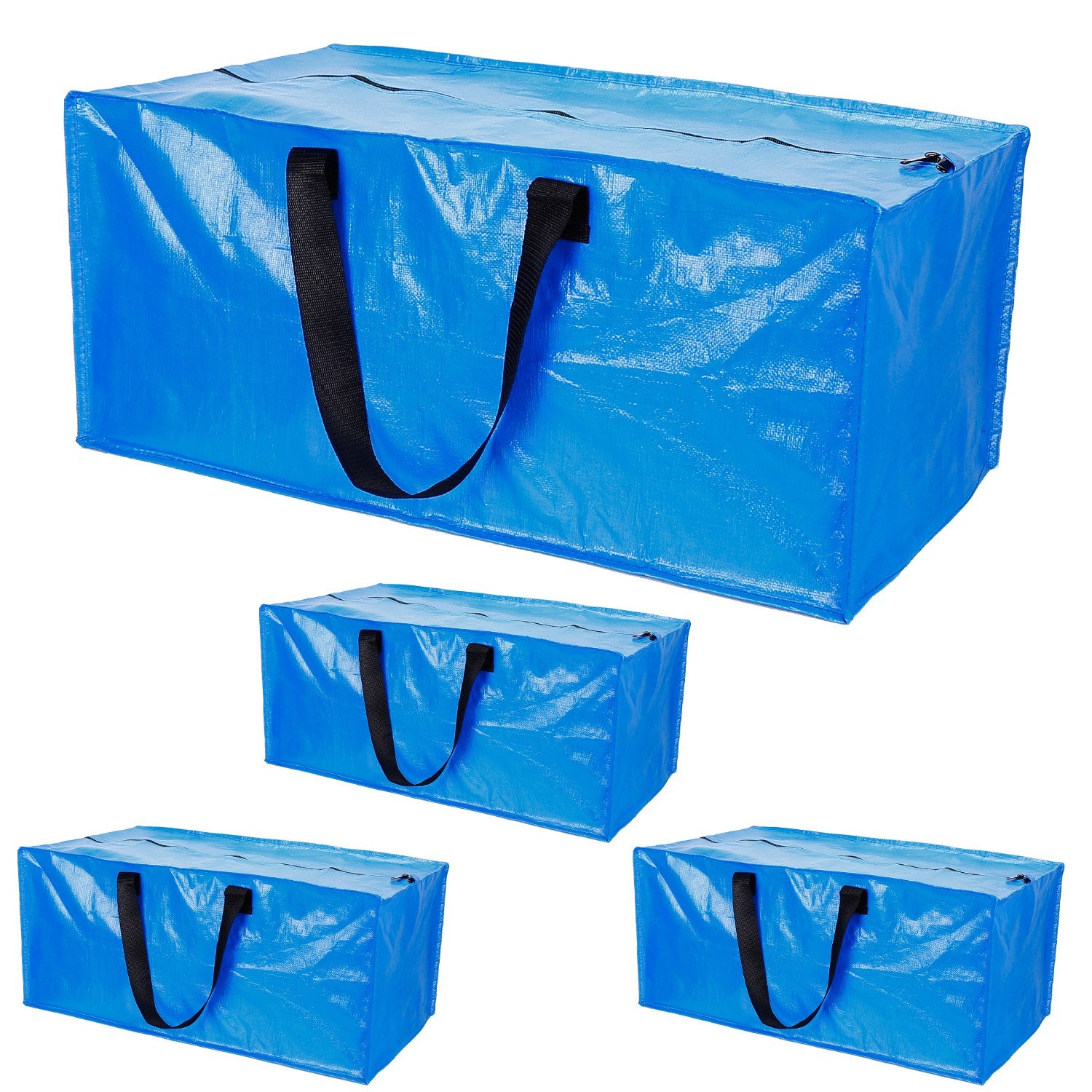 4Pcs Moving Bags Heavy Duty Container Reusable Plastic Totes Blue Moving Bin Zippered Storage Bag 