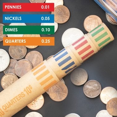 Nadex Coins™ 256 Assorted Preformed Crimped End Coin Roll Wrappers, 64 Each of Nickels, Dimes, Pennies, and Quarters