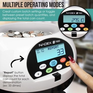 Nadex Coins™ S720 High-Speed Coin Counter, Sorter, and Wrapper