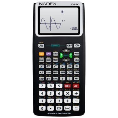 Nadex Coins™ C-270 Scientific Calculator with Black and White Graph Functions, Battery Powered (Black)