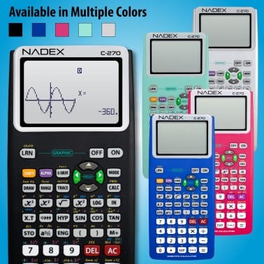 Nadex Coins™ C-270 Scientific Calculator with Black and White Graph Functions, Battery Powered (Black)