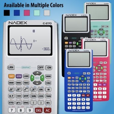 Nadex Coins™ C-270 Scientific Calculator with Black and White Graph Functions, Battery Powered (Silver)