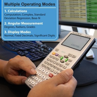 Nadex Coins™ C-270 Scientific Calculator with Black and White Graph Functions, Battery Powered (Silver)