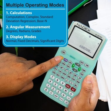 Nadex Coins™ C-270 Scientific Calculator with Black and White Graph Functions, Battery Powered (Green)