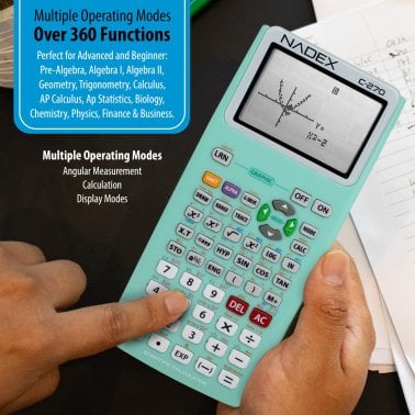 Nadex Coins™ C-270 Scientific Calculator with Black and White Graph Functions, Battery Powered (Green)