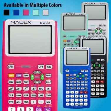 Nadex Coins™ C-270 Scientific Calculator with Black and White Graph Functions, Battery Powered (Pink)