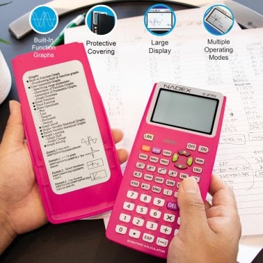 Nadex Coins™ C-270 Scientific Calculator with Black and White Graph Functions, Battery Powered (Pink)