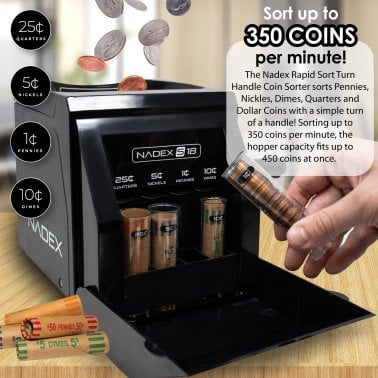 Nadex Coins™ S18 Manual Coin Sorter and Wrapper