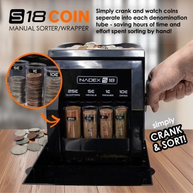 Nadex Coins™ S18 Manual Coin Sorter and Wrapper