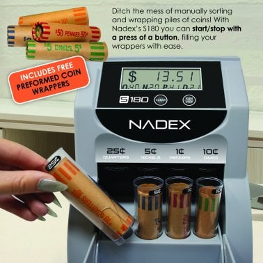 Nadex Coins™ S180 Digital Coin Counter, Sorter, and Wrapper