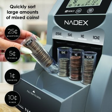 Nadex Coins™ S180 Digital Coin Counter, Sorter, and Wrapper