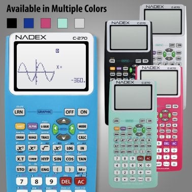 Nadex Coins™ C-270 Scientific Calculator with Black and White Graph Functions, Battery Powered (Blue)