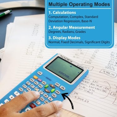 Nadex Coins™ C-270 Scientific Calculator with Black and White Graph Functions, Battery Powered (Blue)