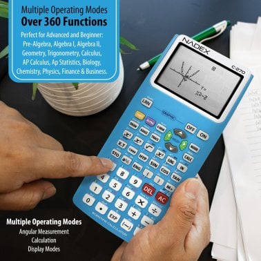 Nadex Coins™ C-270 Scientific Calculator with Black and White Graph Functions, Battery Powered (Blue)