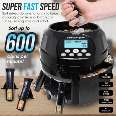 SafeTech Super Viper V790 High-Speed Coin Counter, Sorter, and Wrapper