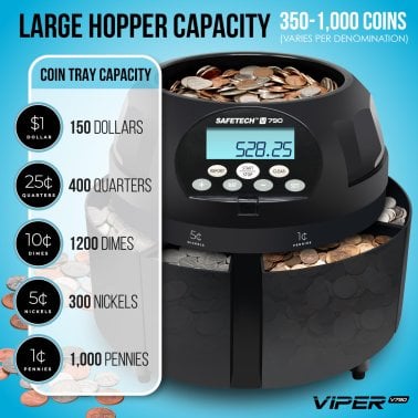 SafeTech Super Viper V790 High-Speed Coin Counter, Sorter, and Wrapper