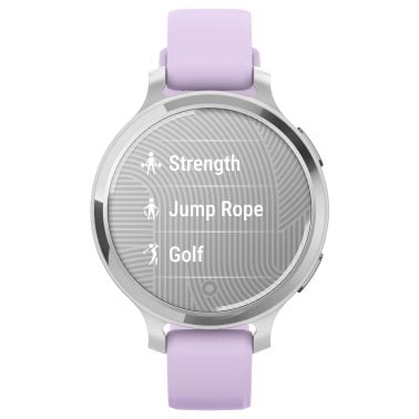 Garmin® Lily® 2 Active Health and Fitness GPS Smartwatch with Anodized Aluminum Bezel and Silicone Band (Silver with Purple Jasmine)