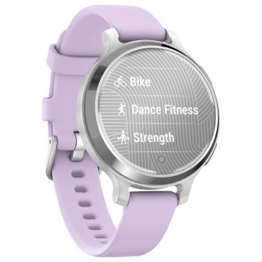 Garmin® Lily® 2 Active Health and Fitness GPS Smartwatch with Anodized Aluminum Bezel and Silicone Band (Silver with Purple Jasmine)