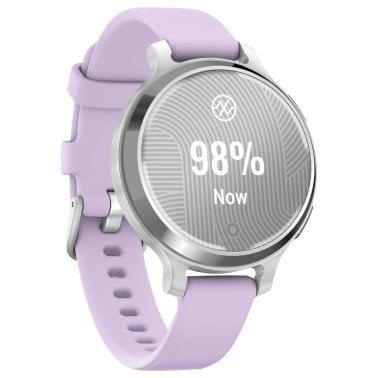 Garmin® Lily® 2 Active Health and Fitness GPS Smartwatch with Anodized Aluminum Bezel and Silicone Band (Silver with Purple Jasmine)