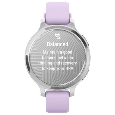 Garmin® Lily® 2 Active Health and Fitness GPS Smartwatch with Anodized Aluminum Bezel and Silicone Band (Silver with Purple Jasmine)