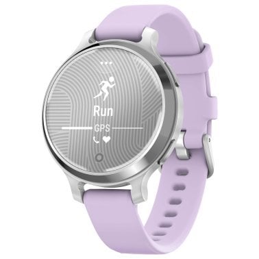 Garmin® Lily® 2 Active Health and Fitness GPS Smartwatch with Anodized Aluminum Bezel and Silicone Band (Silver with Purple Jasmine)