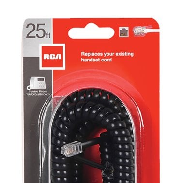 RCA Standard Handset Coil Cord (25 Ft.; Black)