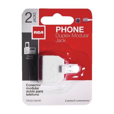 RCA TP257WHR Duplex Modular Phone Jack Adapter, White