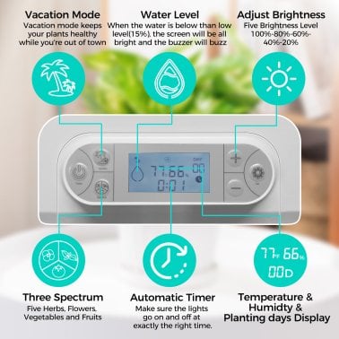 Sonicgrace Hydroponics Indoor Growing System Kit with 11 Pods, Water Tank, Grow Deck, and Light Panel, SC-MG207