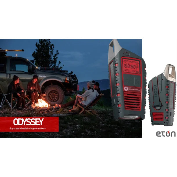 American Red Cross® by Eton® ODYSSEY Bluetooth® Portable Weather Radio with AM/FM/Shortwave/NOAA® Alerts and Flashlight, Red and Black