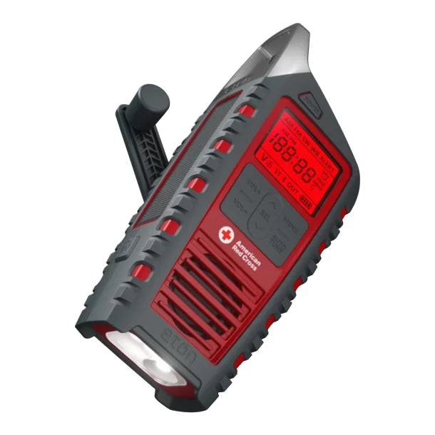 American Red Cross® by Eton® ODYSSEY Bluetooth® Portable Weather Radio with AM/FM/Shortwave/NOAA® Alerts and Flashlight, Red and Black