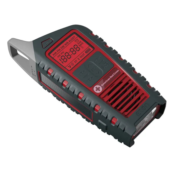 American Red Cross® by Eton® ODYSSEY Bluetooth® Portable Weather Radio with AM/FM/Shortwave/NOAA® Alerts and Flashlight, Red and Black