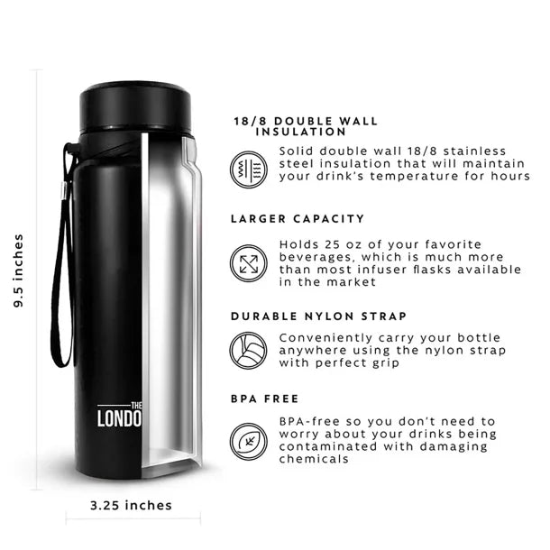 The London Sip® Tea Infuser Bottle (25 Oz.; Black)