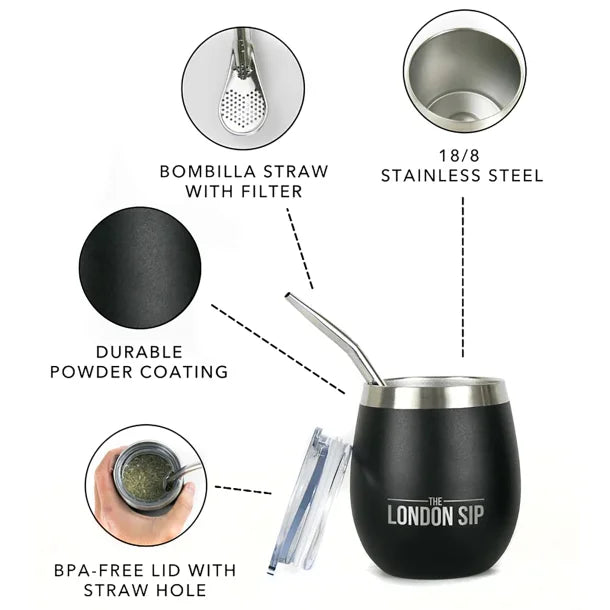 The London Sip® Yerba Mate Cup Set, 8 Oz. (Black)