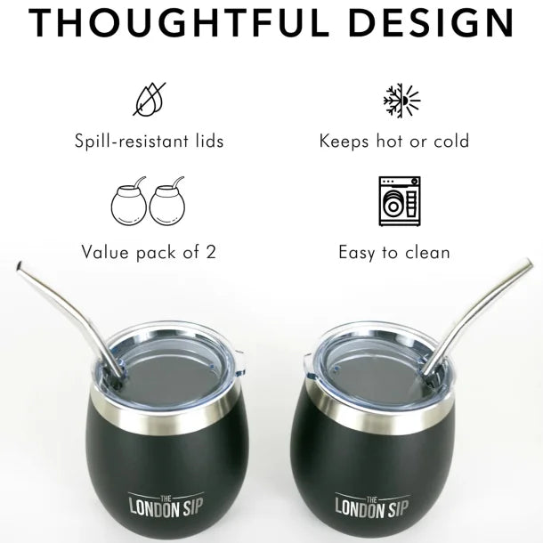 The London Sip® Yerba Mate Cup Set, 8 Oz. (Black)