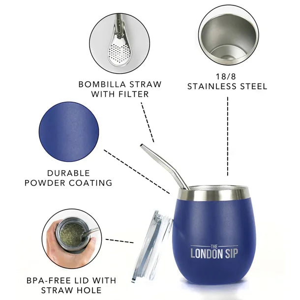 The London Sip® Yerba Mate Cup Set, 8 Oz. (Blue)