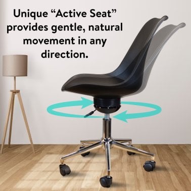 Uncaged Ergonomics® Active Task Chair with Balance Seat and Auto-Locking Casters, Black