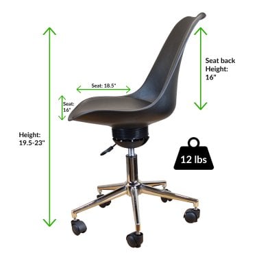 Uncaged Ergonomics® Active Task Chair with Balance Seat and Auto-Locking Casters, Black