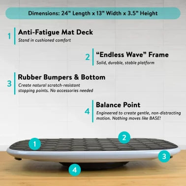 Uncaged Ergonomics® BASE Standing Desk Balance Board with Anti-Fatigue Mat